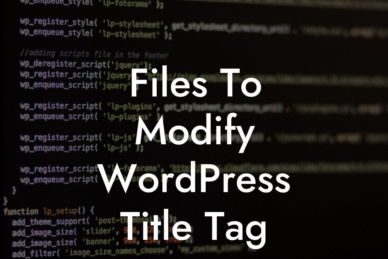 Files To Modify WordPress Title Tag