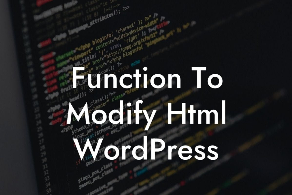Function To Modify Html WordPress