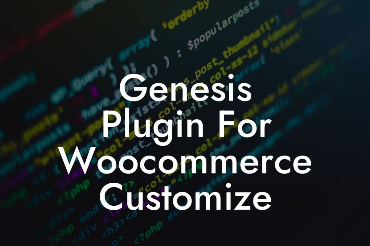 Genesis Plugin For Woocommerce Customize