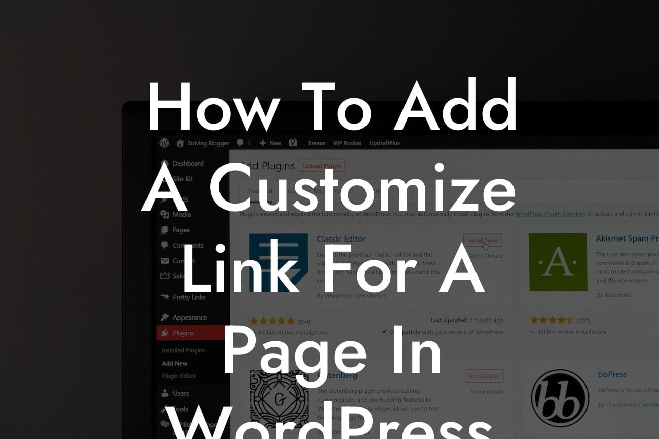 How To Add A Customize Link For A Page In WordPress