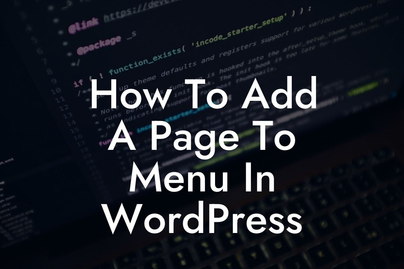How To Add A Page To Menu In WordPress