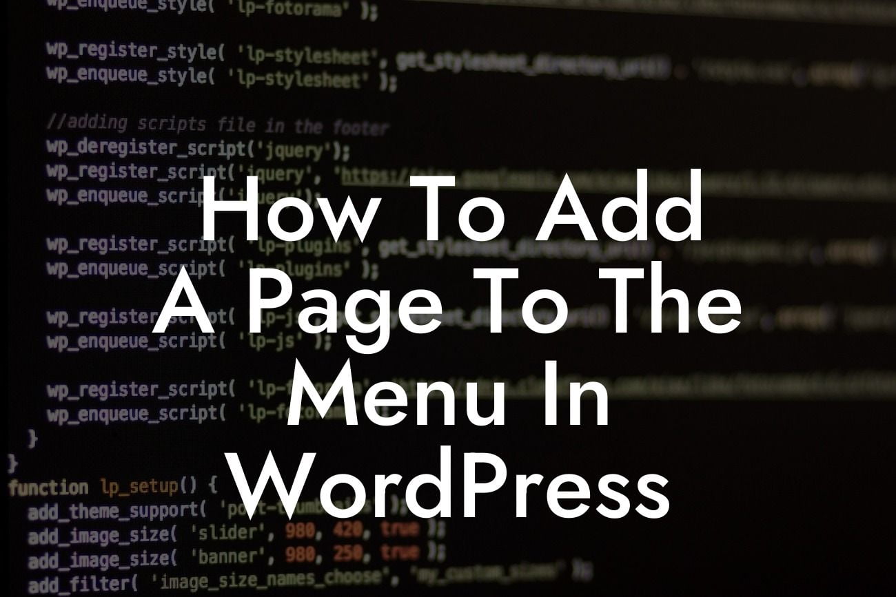 How To Add A Page To The Menu In WordPress