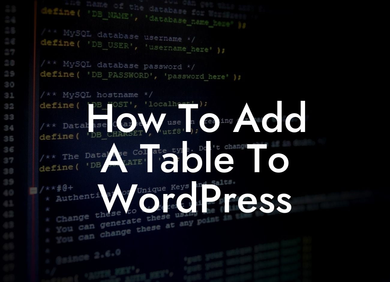 How To Add A Table To WordPress