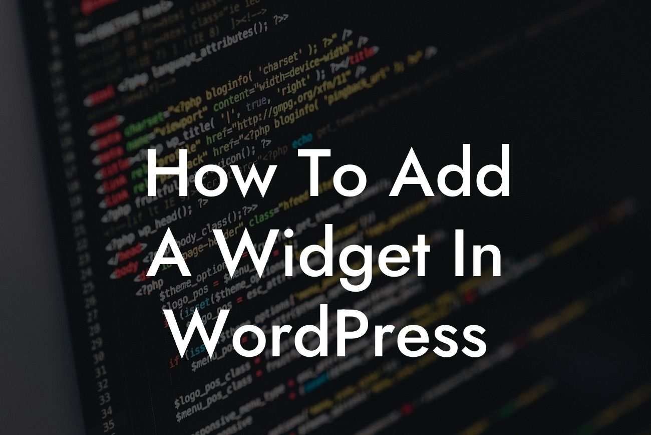 How To Add A Widget In WordPress