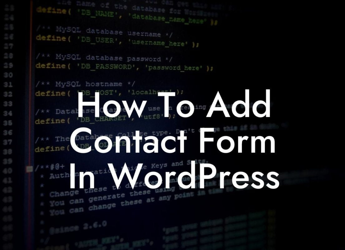 How To Add Contact Form In WordPress