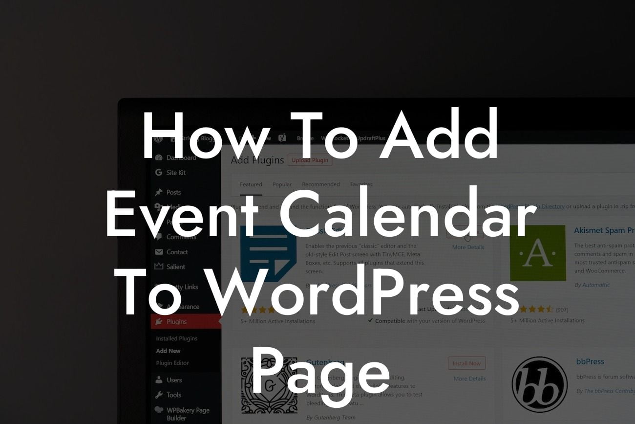 How To Add Event Calendar To WordPress Page