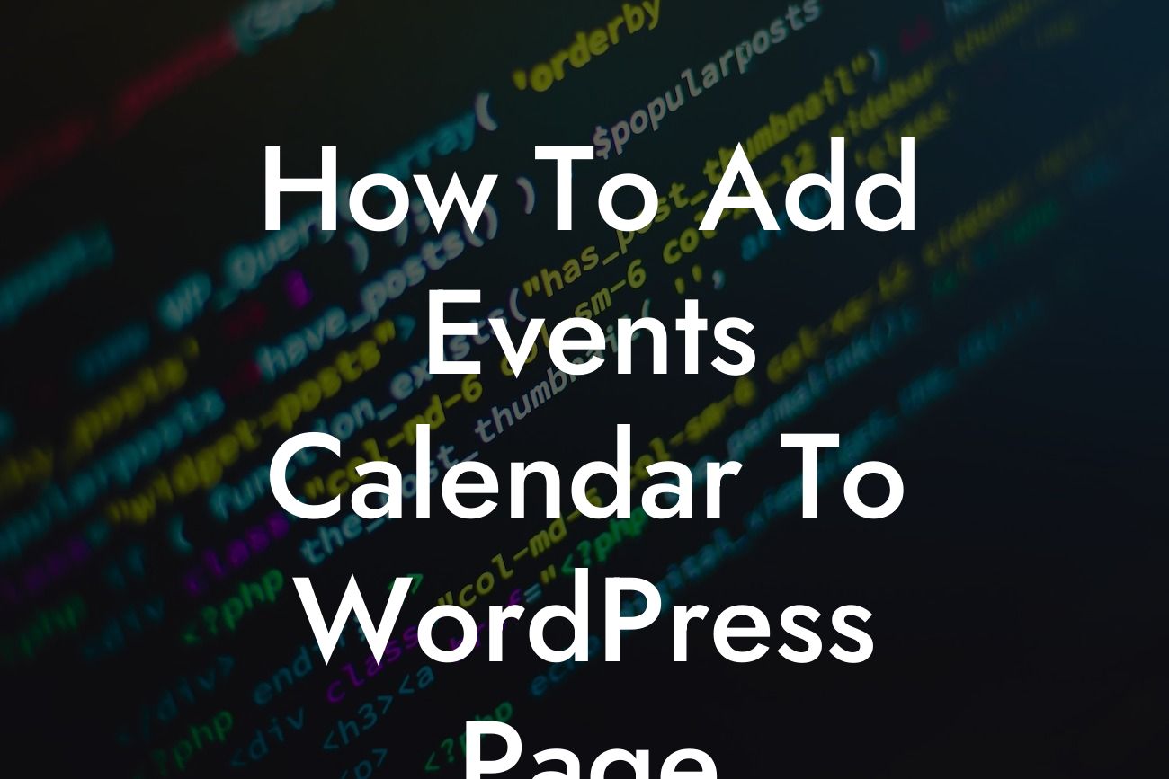 How To Add Events Calendar To WordPress Page