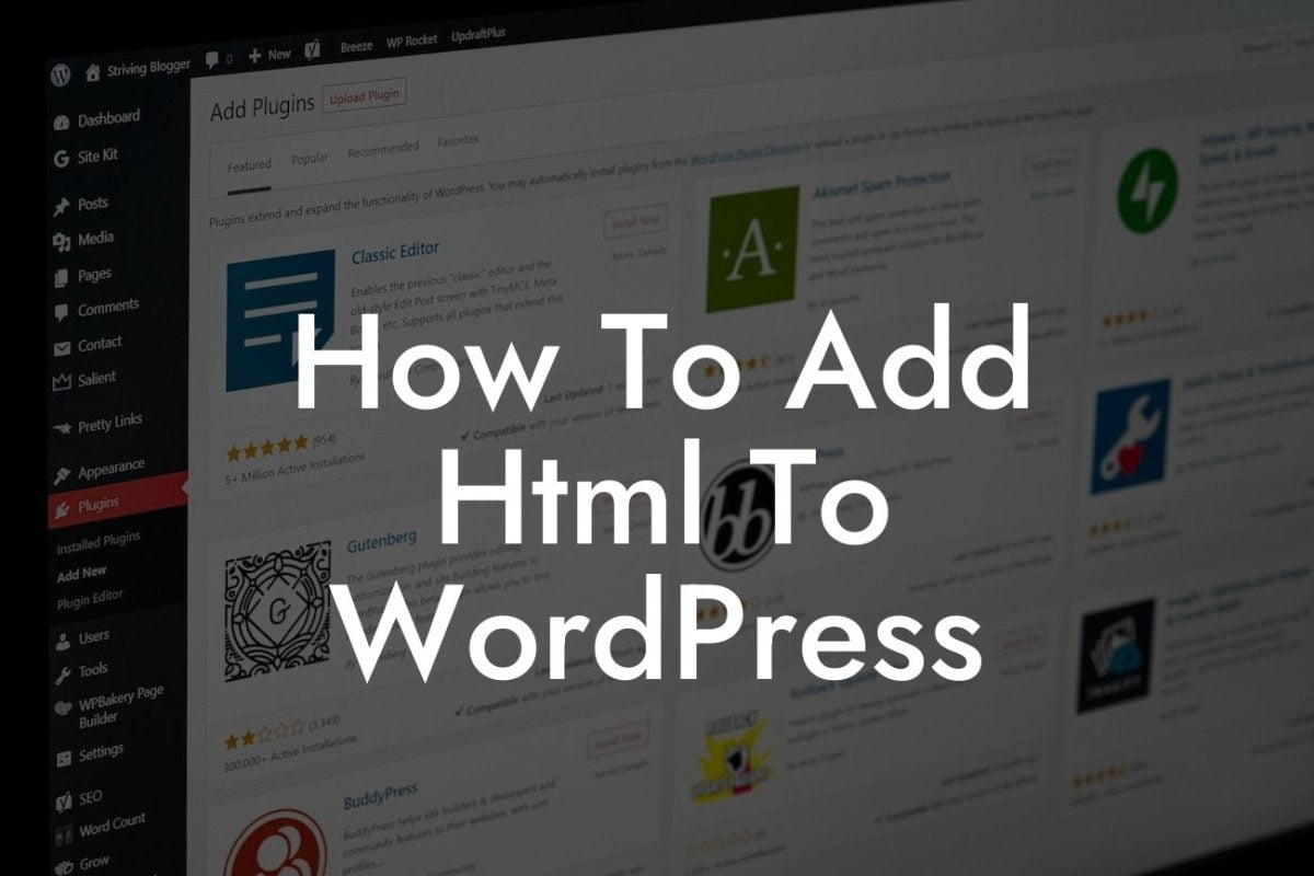 How To Add Html To WordPress