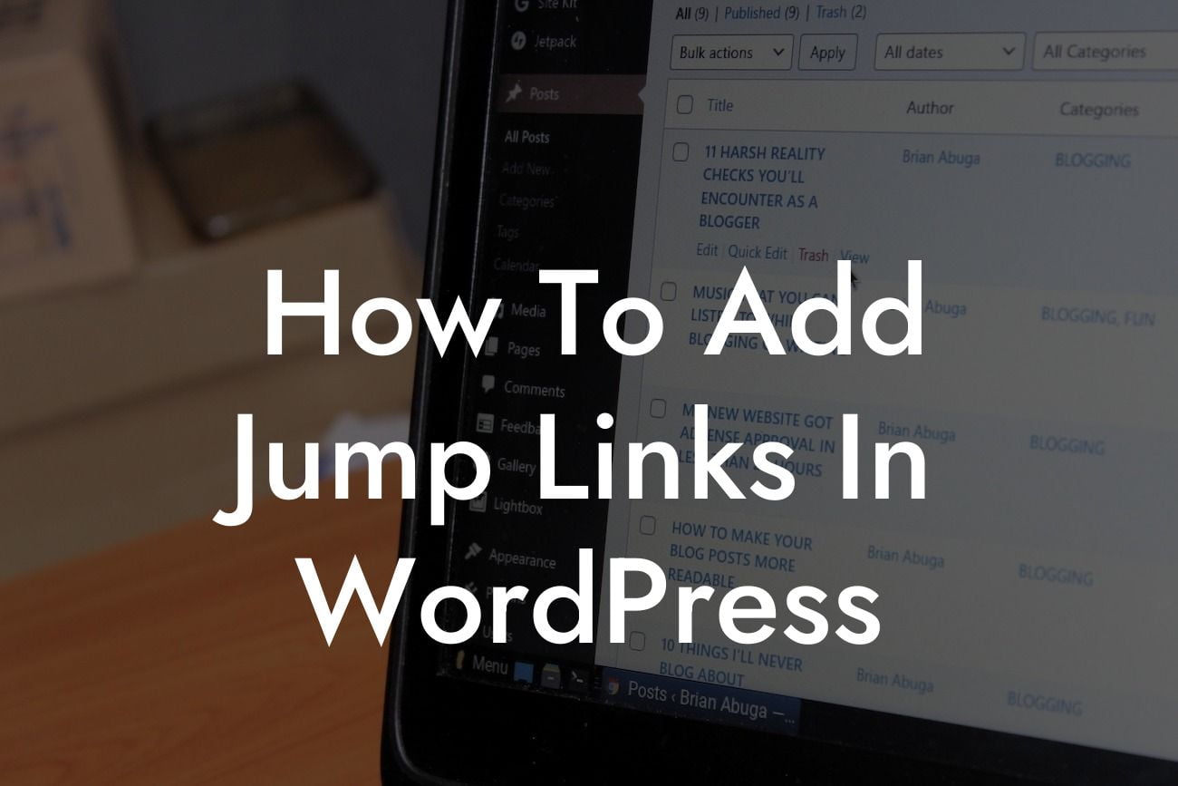 How To Add Jump Links In WordPress
