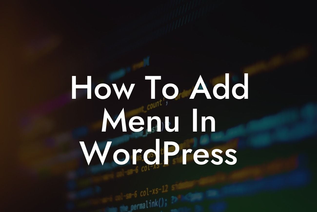 How To Add Menu In WordPress