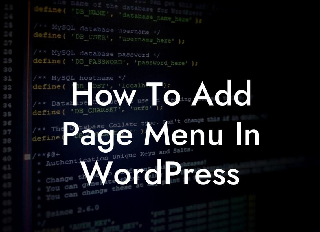 How To Add Page Menu In WordPress