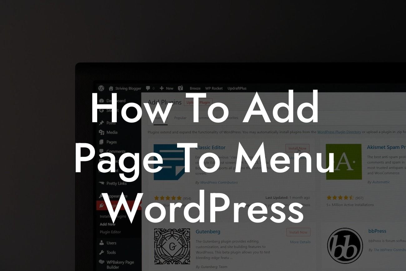 How To Add Page To Menu WordPress