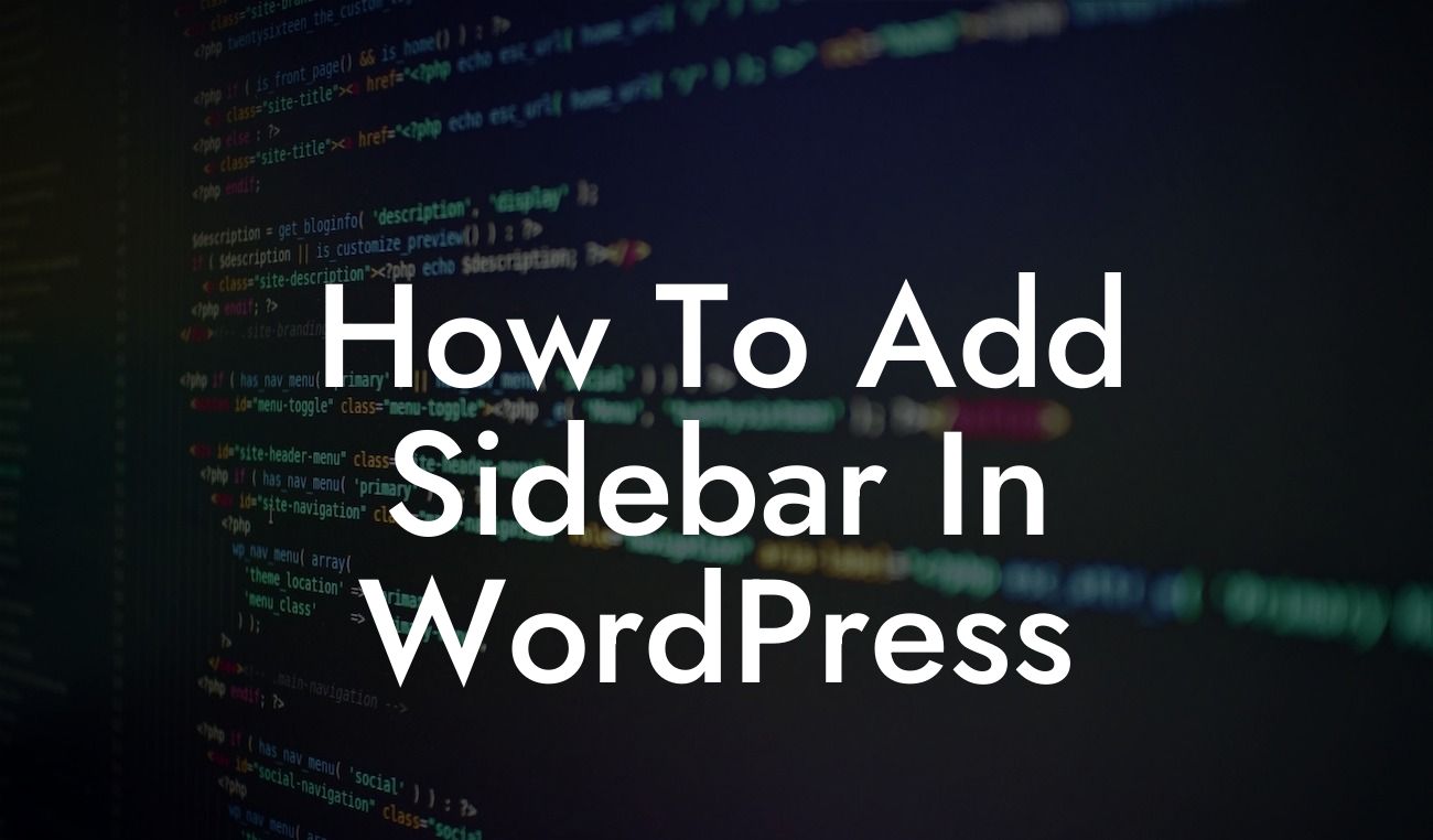 How To Add Sidebar In WordPress