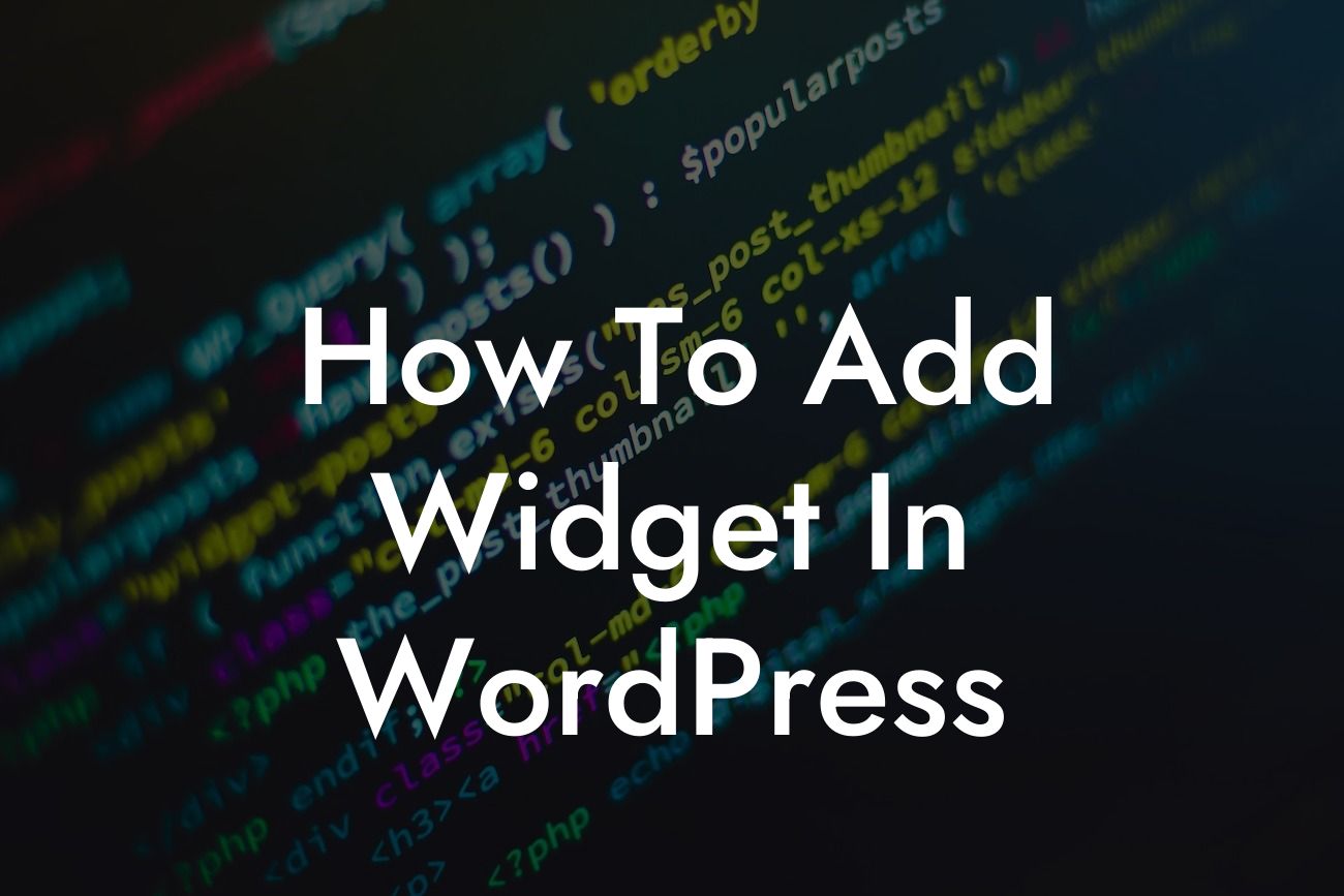 How To Add Widget In WordPress