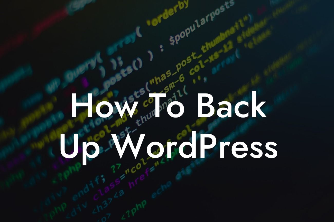 How To Back Up WordPress