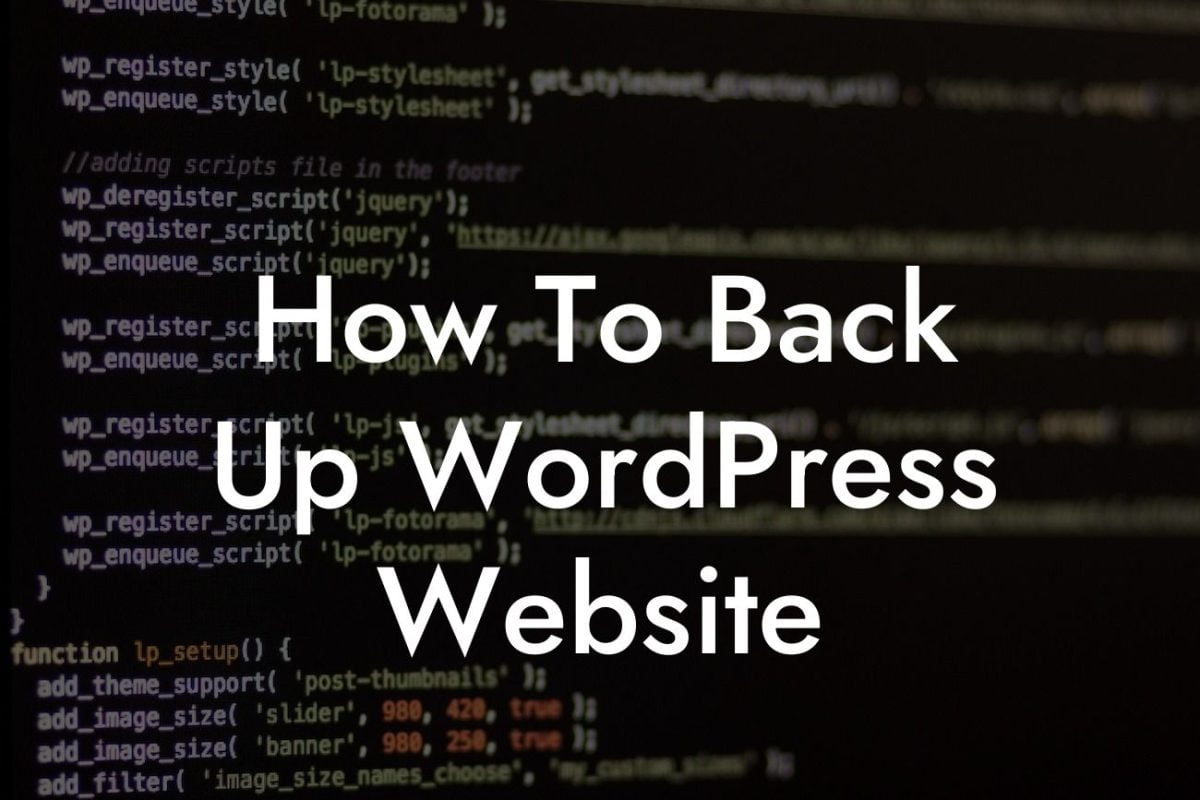 How To Back Up WordPress Website