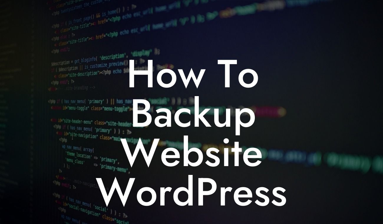 How To Backup Website WordPress