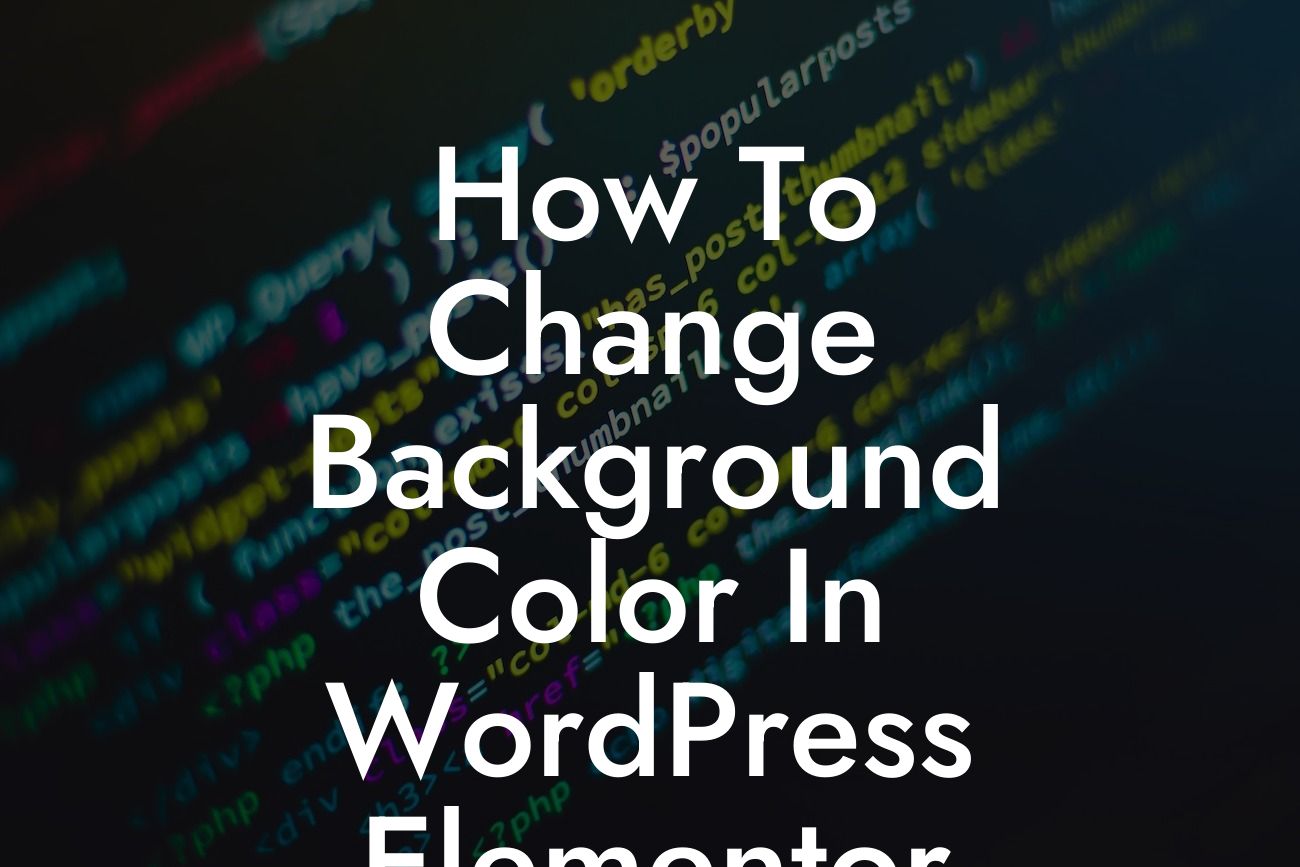 How To Change Background Color In WordPress Elementor