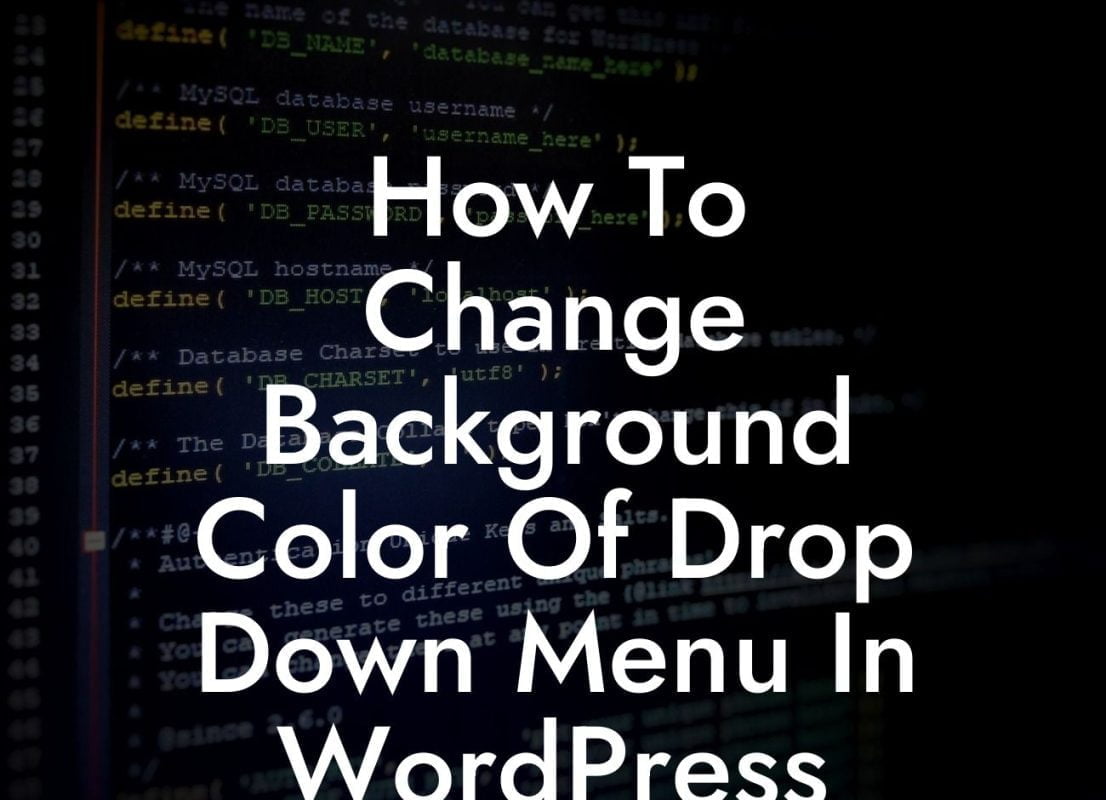 How To Change Background Color Of Drop Down Menu In WordPress