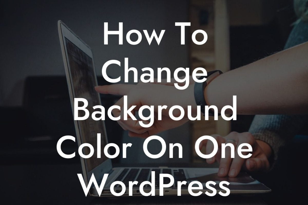 How To Change Background Color On One WordPress Page