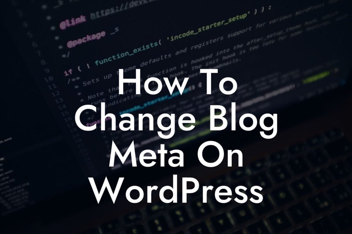 How To Change Blog Meta On WordPress