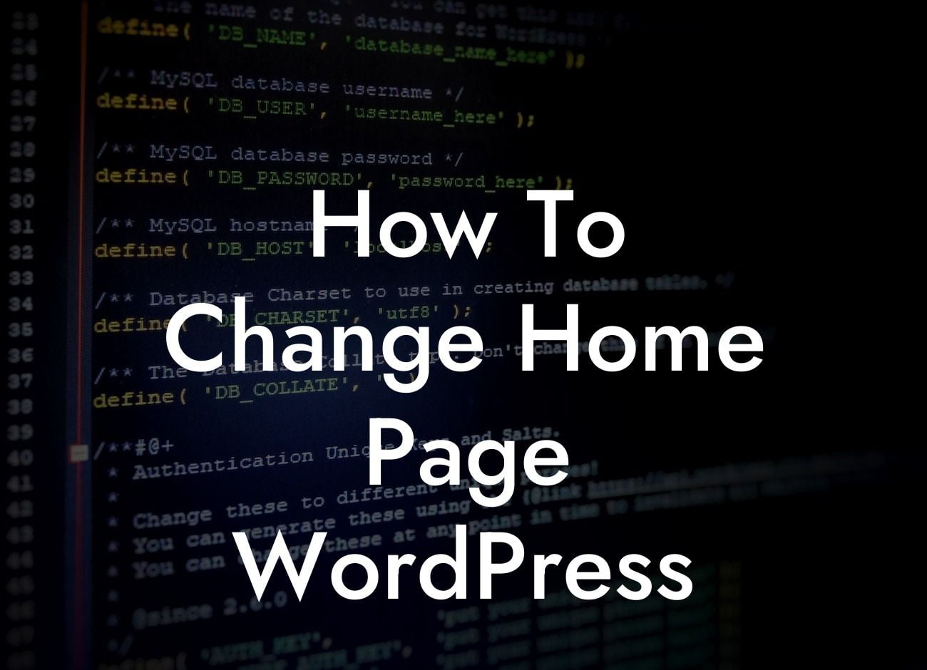 How To Change Home Page WordPress