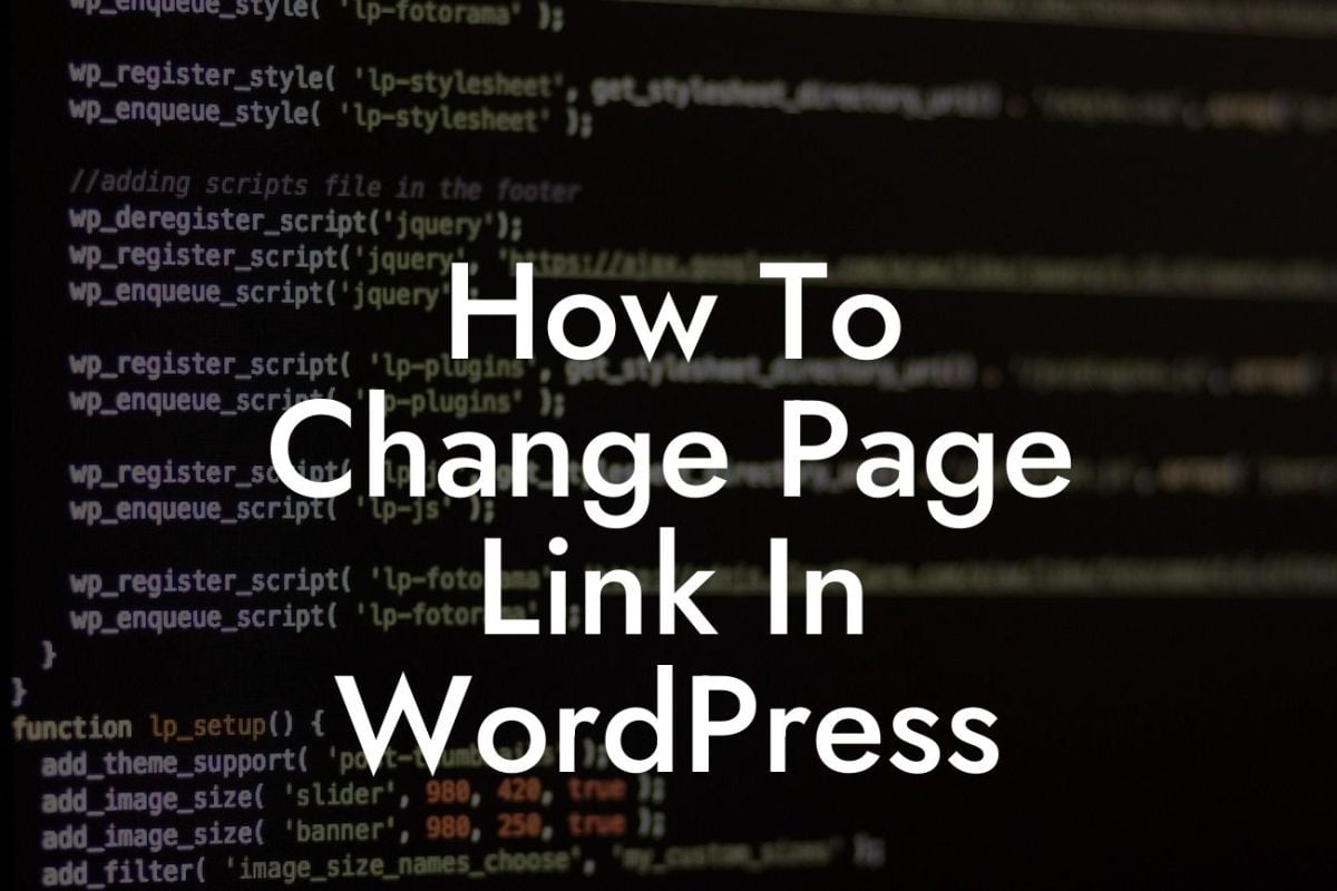 How To Change Page Link In WordPress