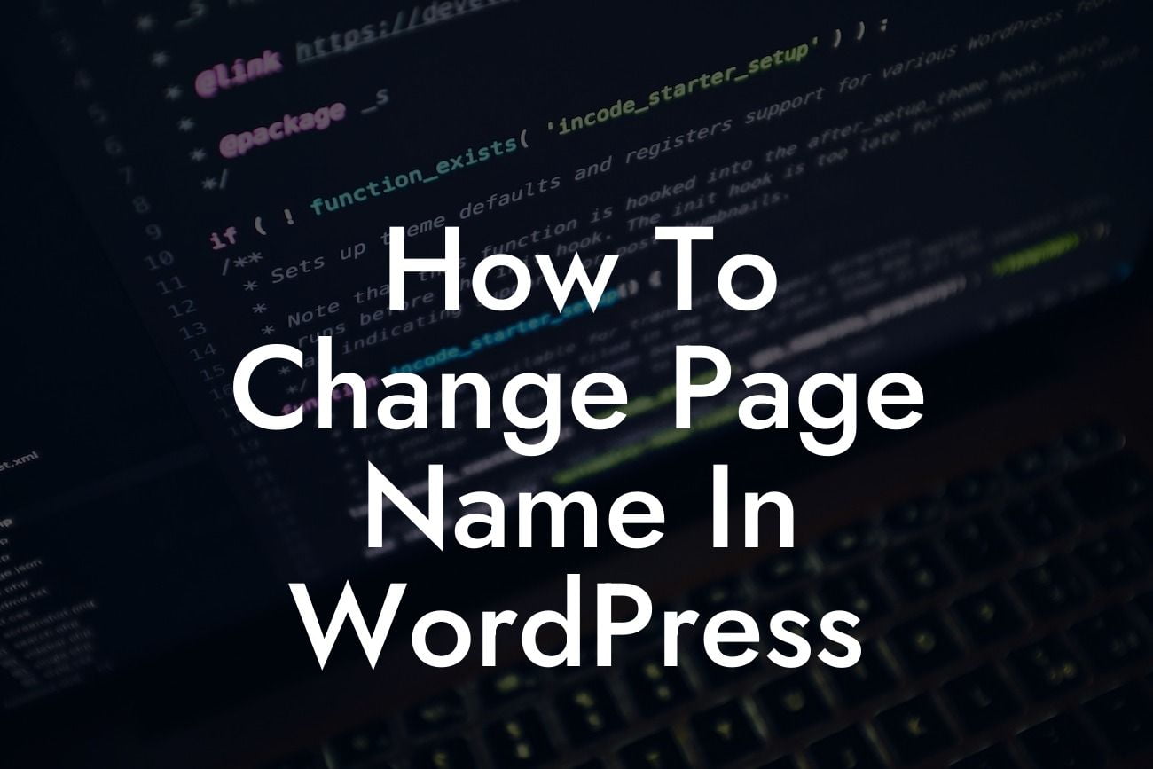 How To Change Page Name In WordPress