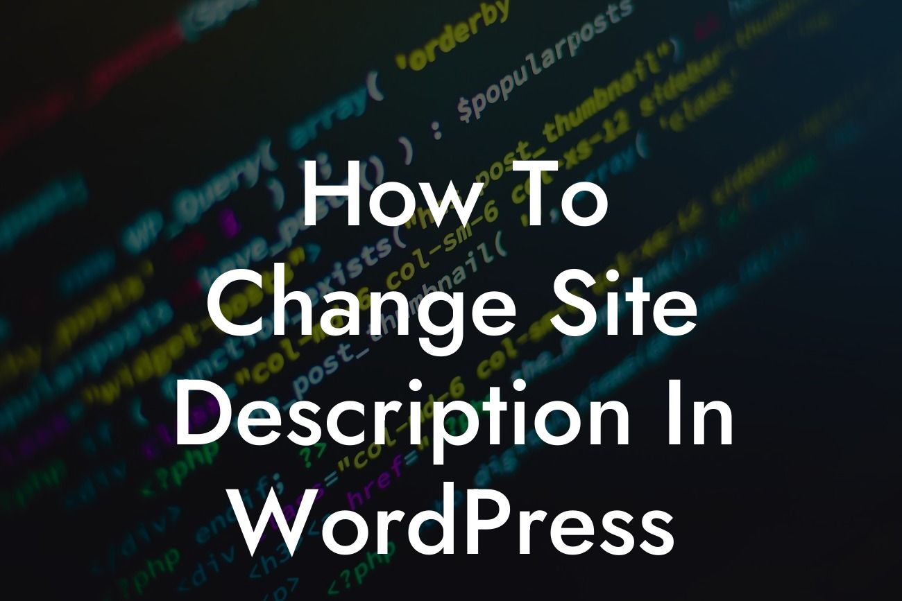 How To Change Site Description In WordPress