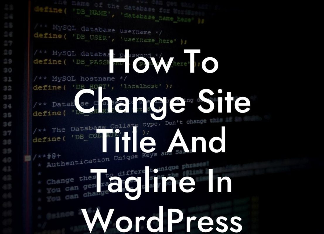 How To Change Site Title And Tagline In WordPress