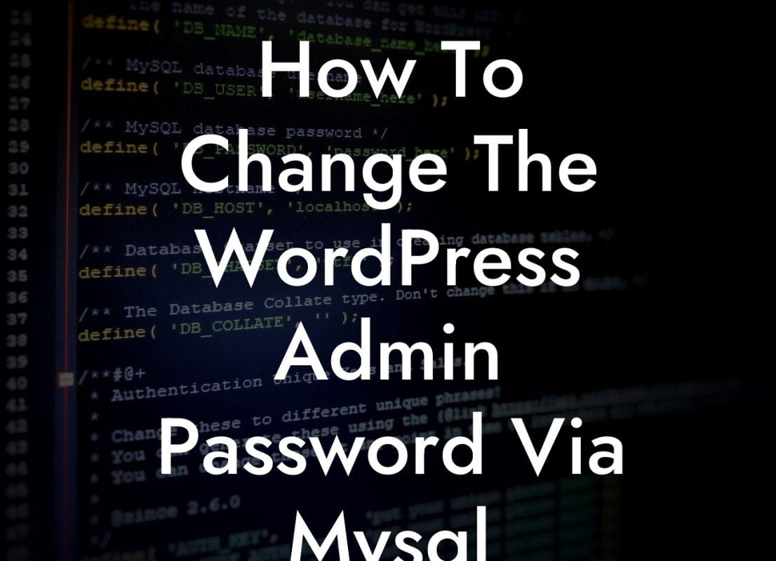 How To Change The WordPress Admin Password Via Mysql Database