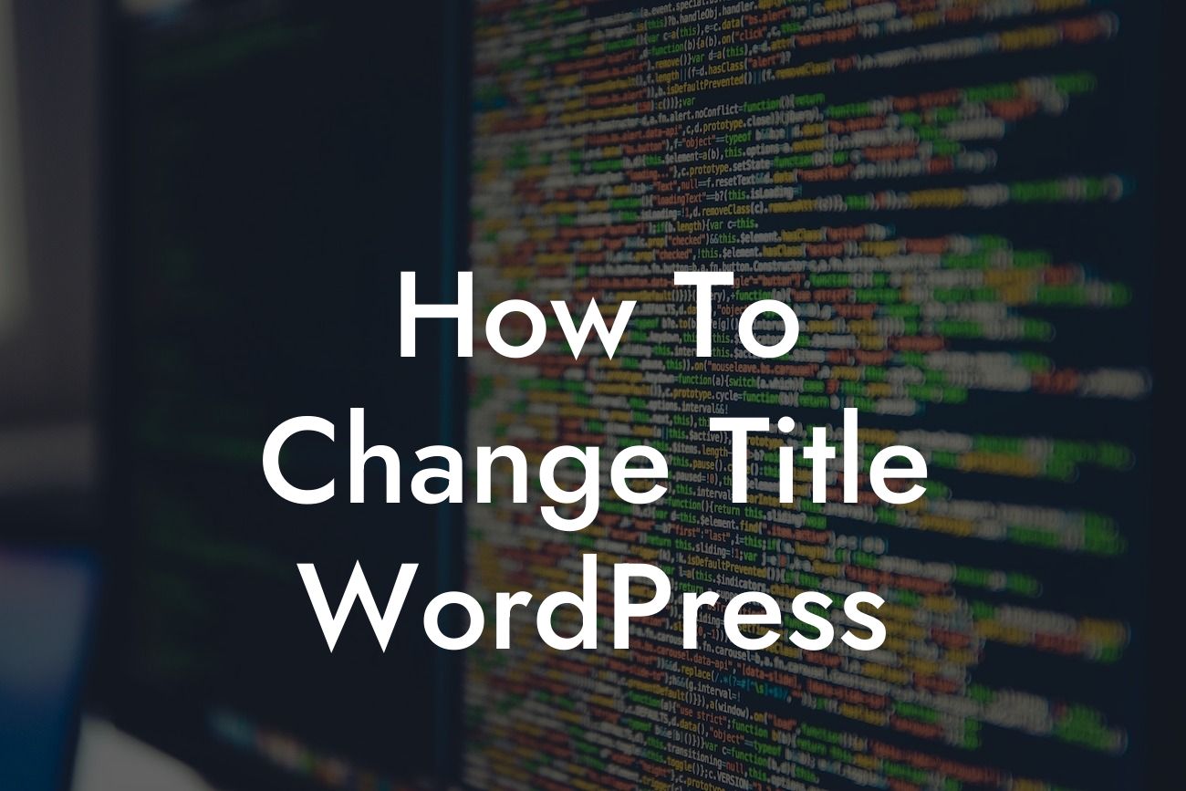 How To Change Title WordPress