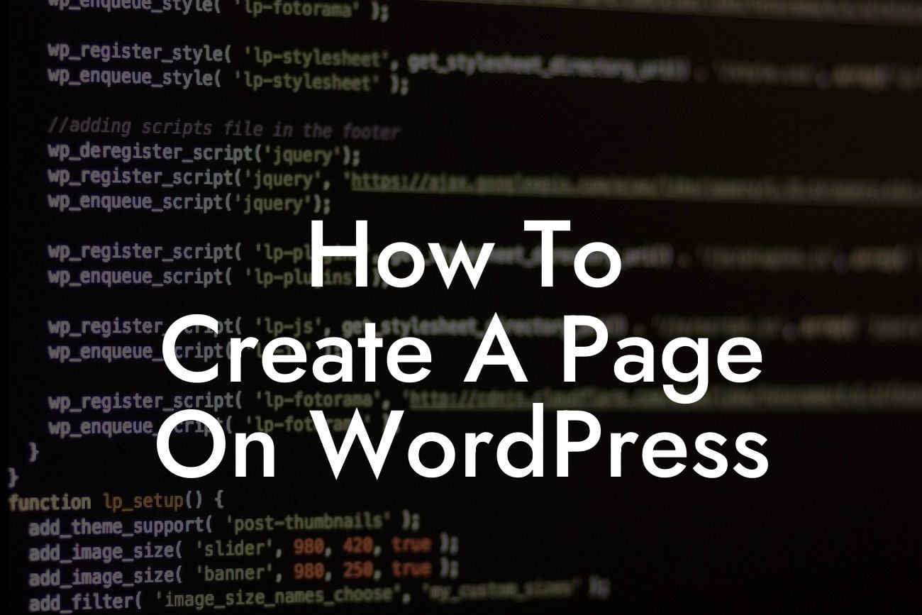 How To Create A Page On WordPress