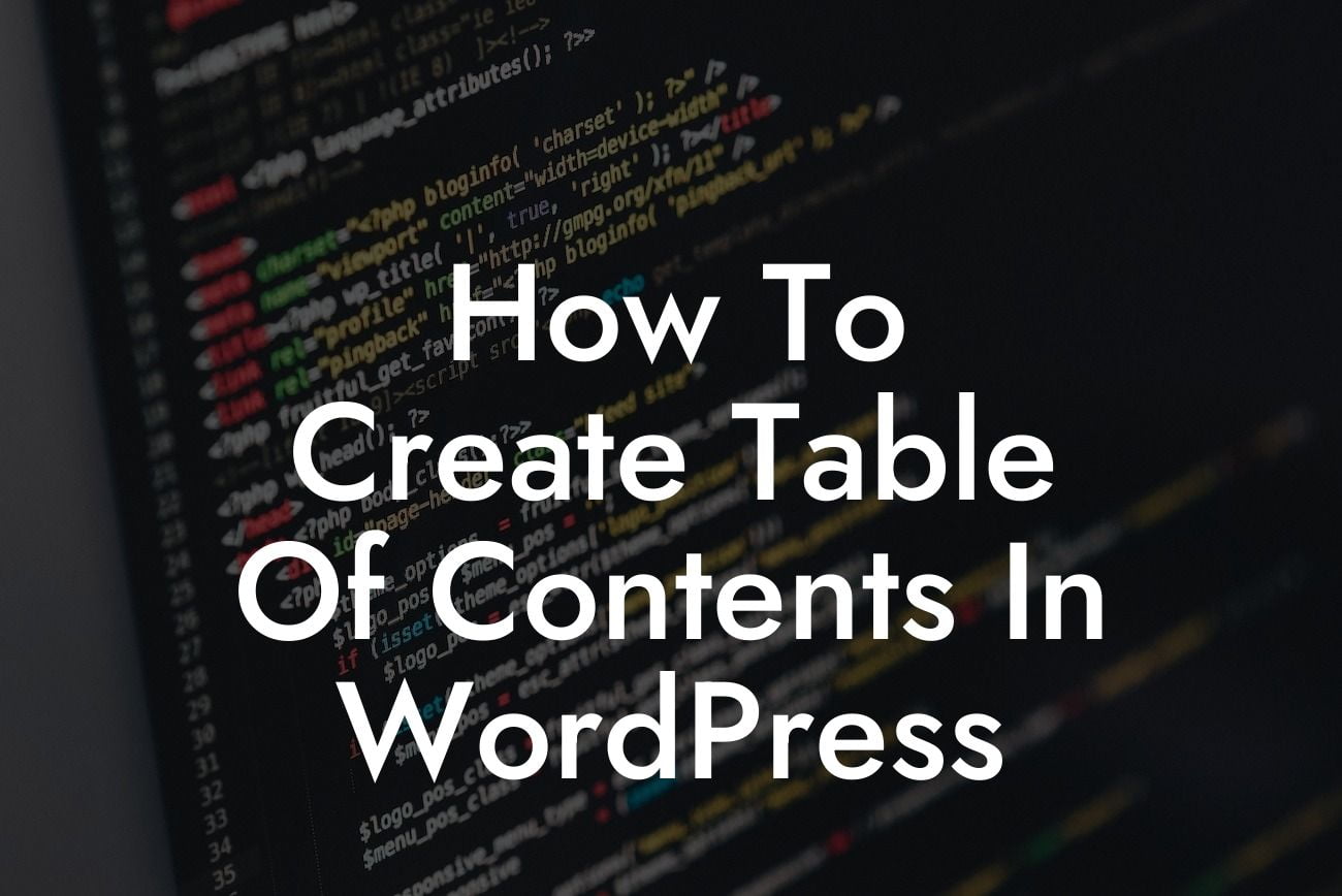 How To Create Table Of Contents In WordPress