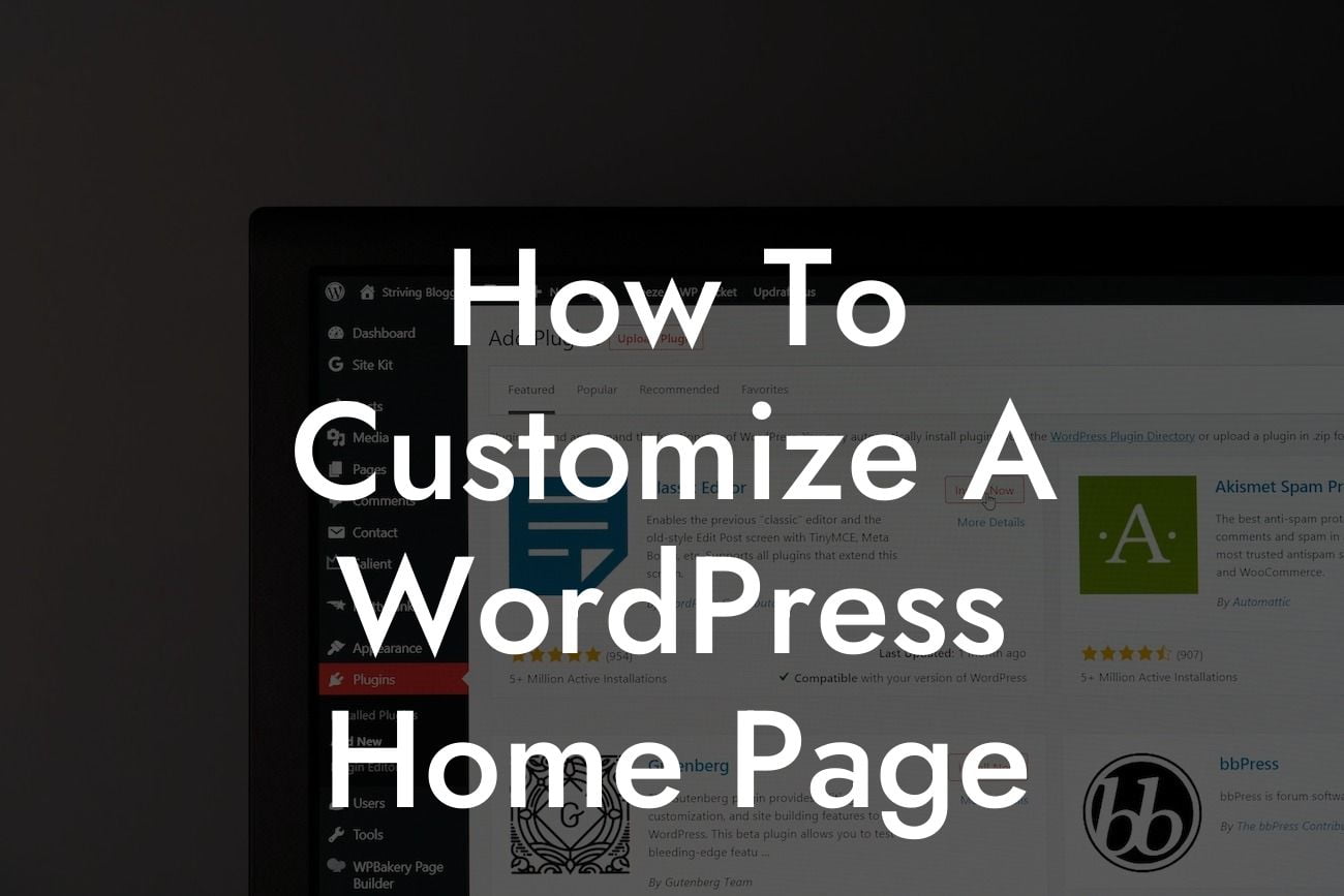 How To Customize A WordPress Home Page