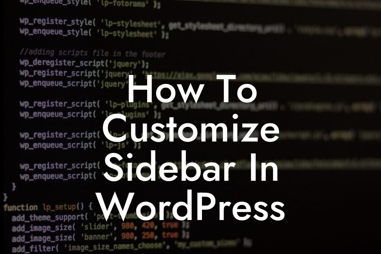 How To Customize Sidebar In WordPress