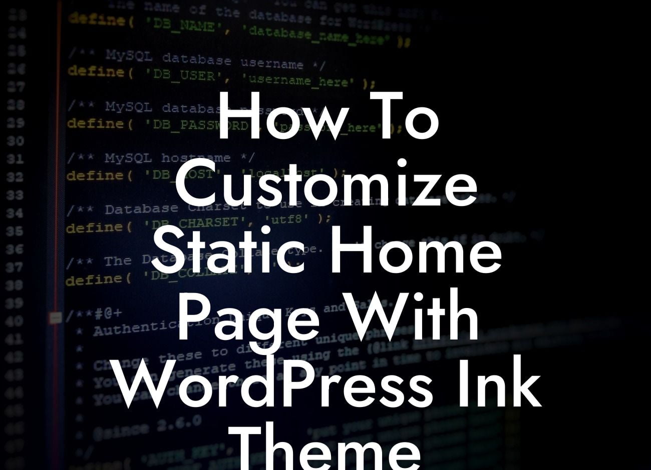How To Customize Static Home Page With WordPress Ink Theme