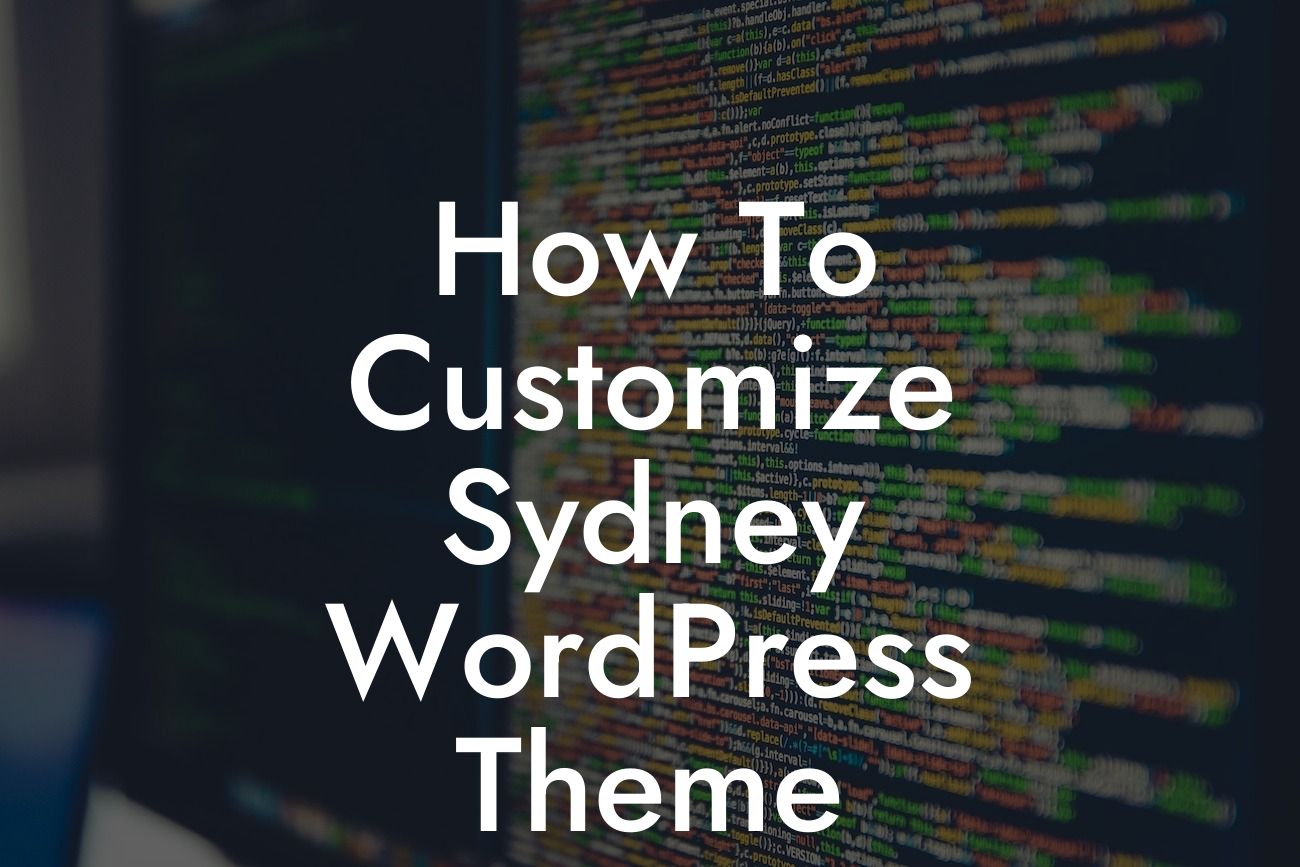 How To Customize Sydney WordPress Theme