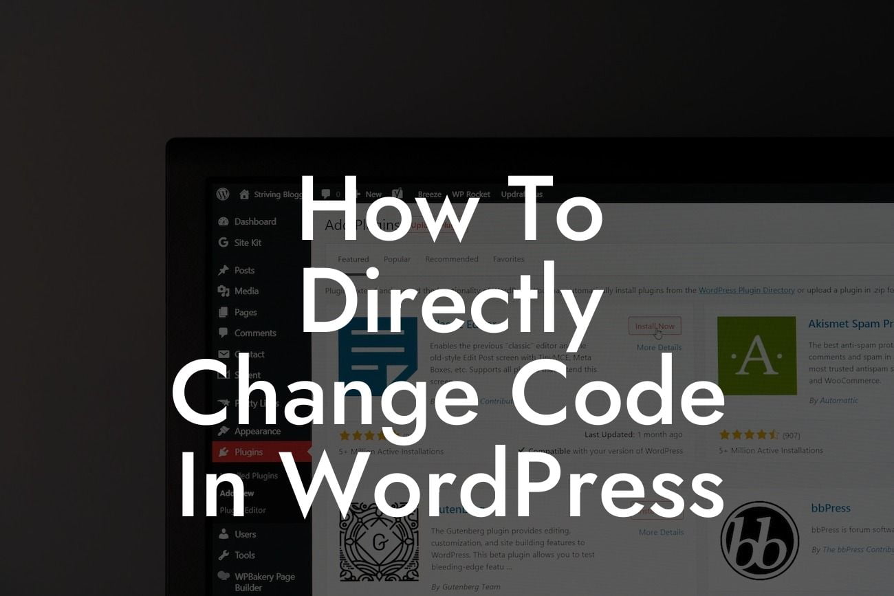 How To Directly Change Code In WordPress