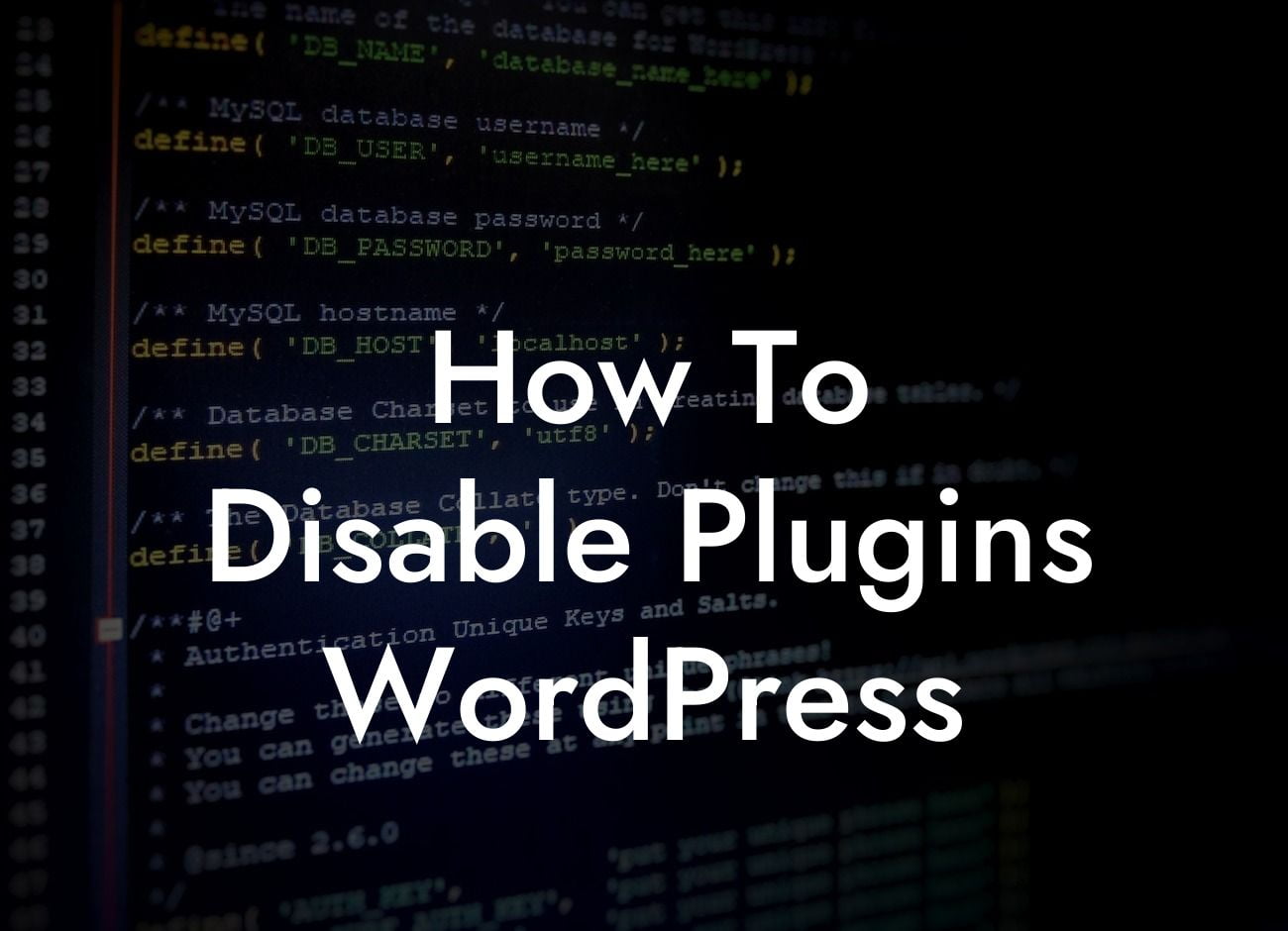 How To Disable Plugins WordPress