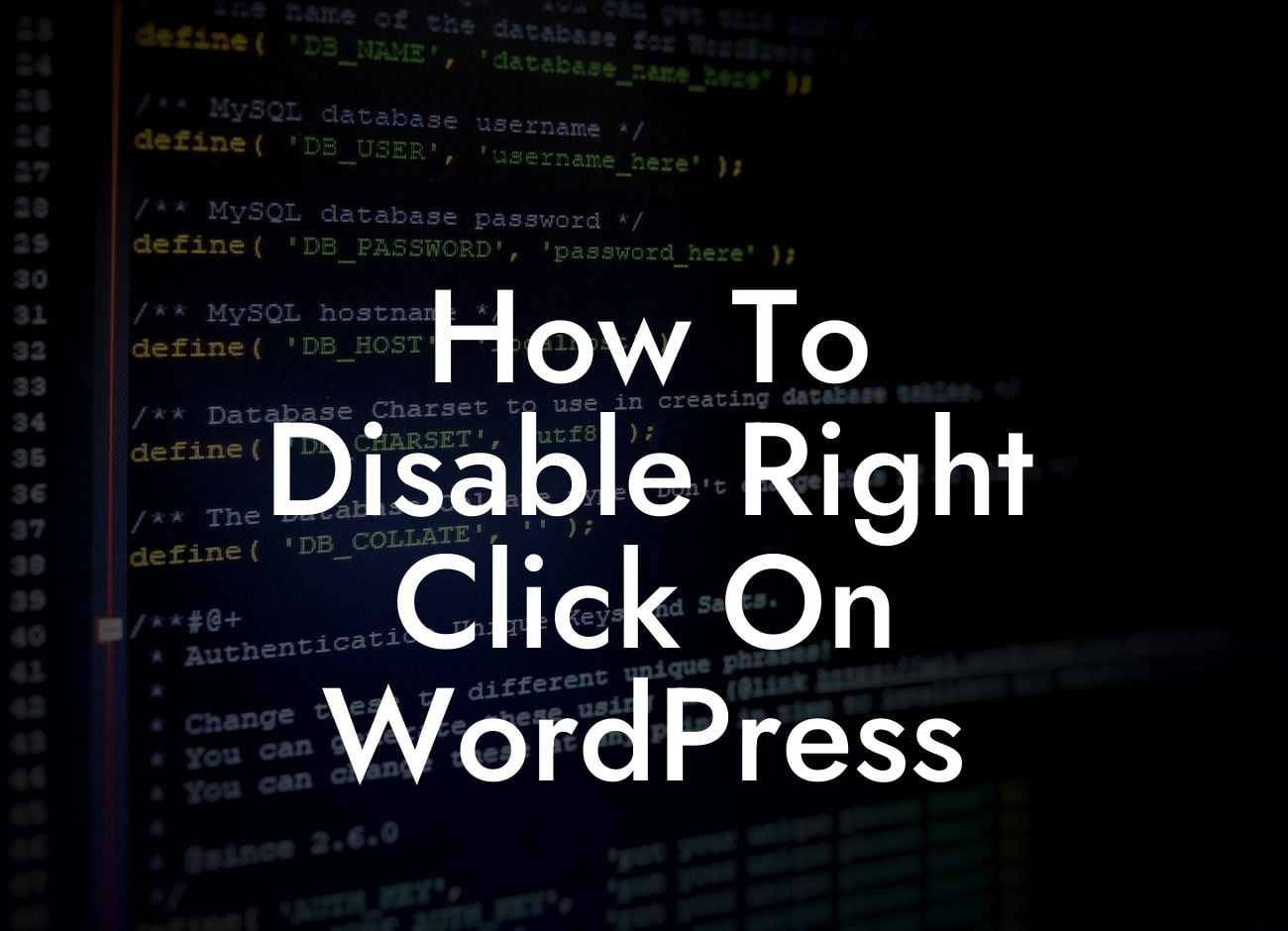 How To Disable Right Click On WordPress