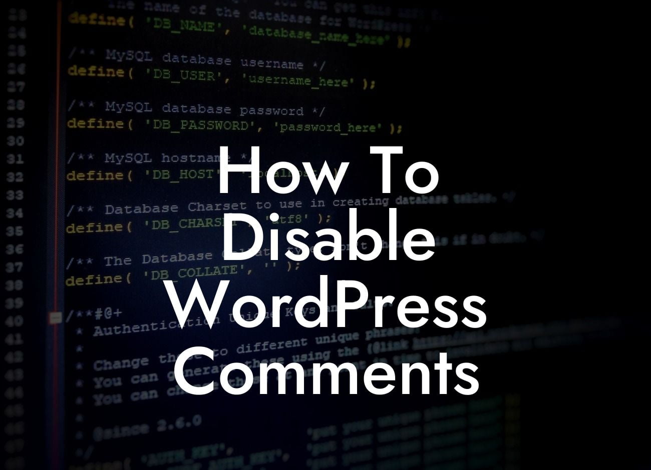 How To Disable WordPress Comments