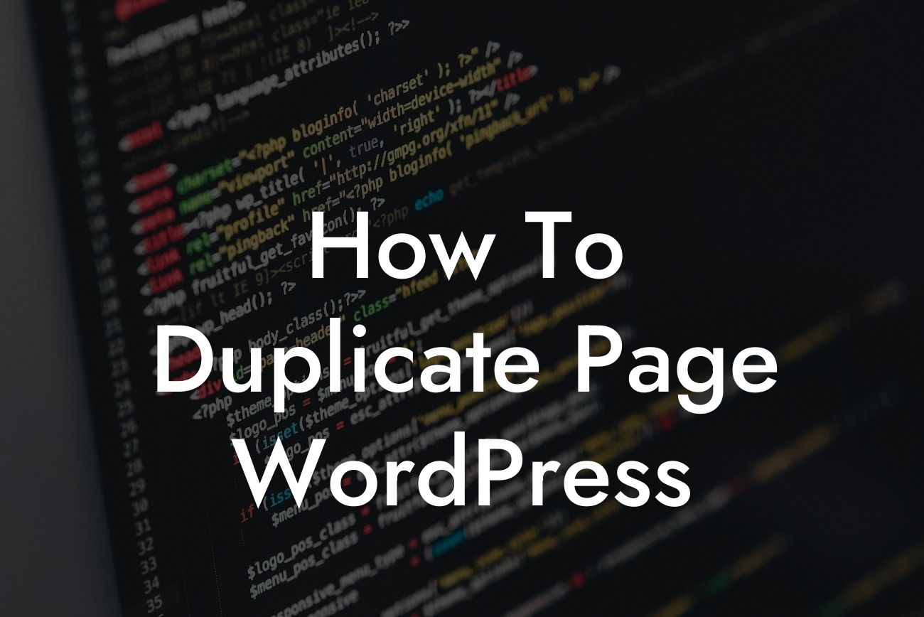 How To Duplicate Page WordPress