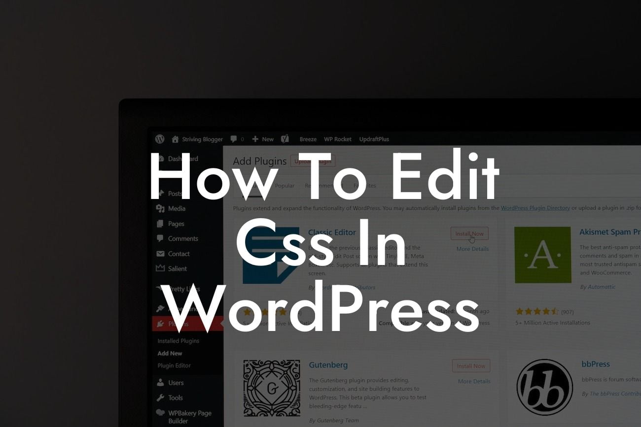 How To Edit Css In WordPress