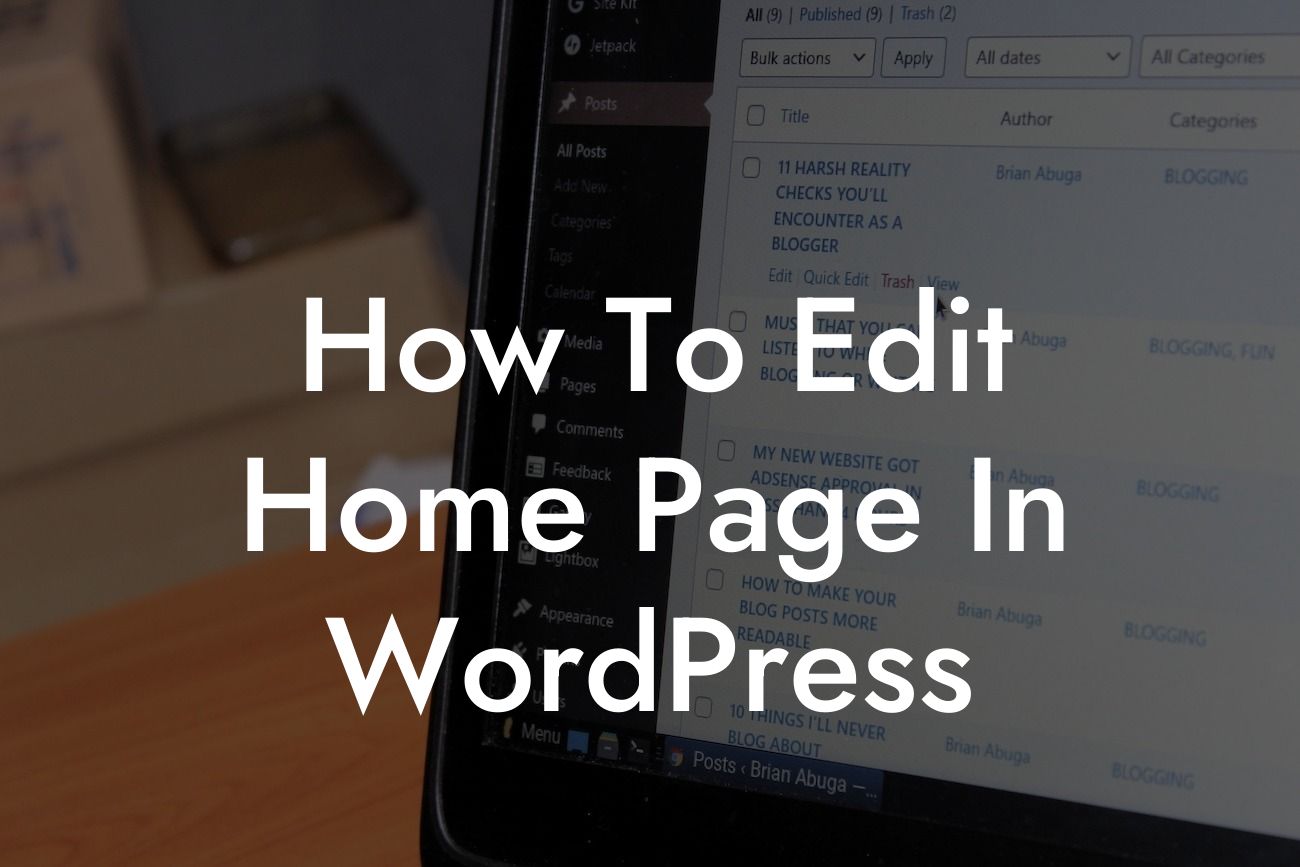 How To Edit Home Page In WordPress