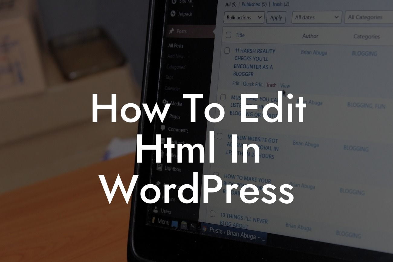 How To Edit Html In WordPress