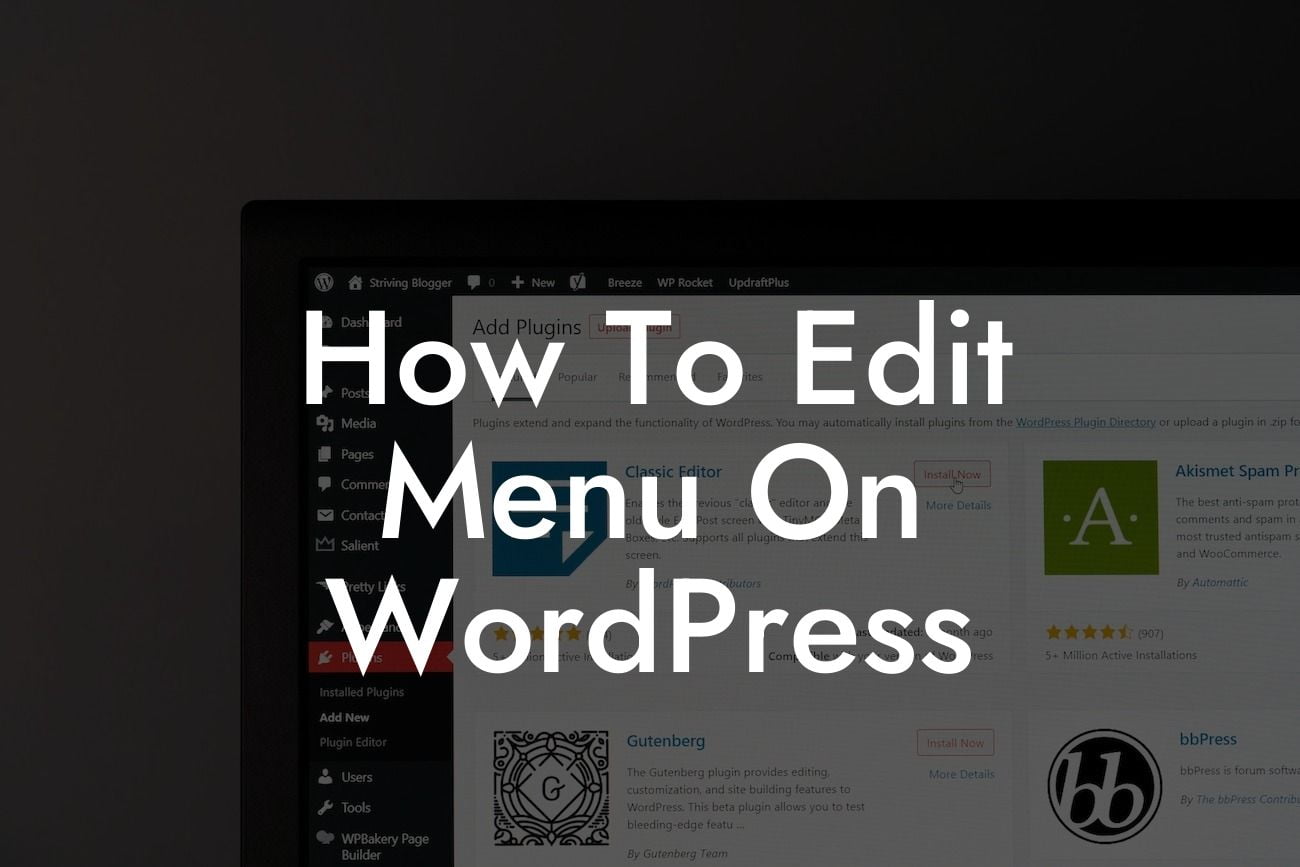 How To Edit Menu On WordPress