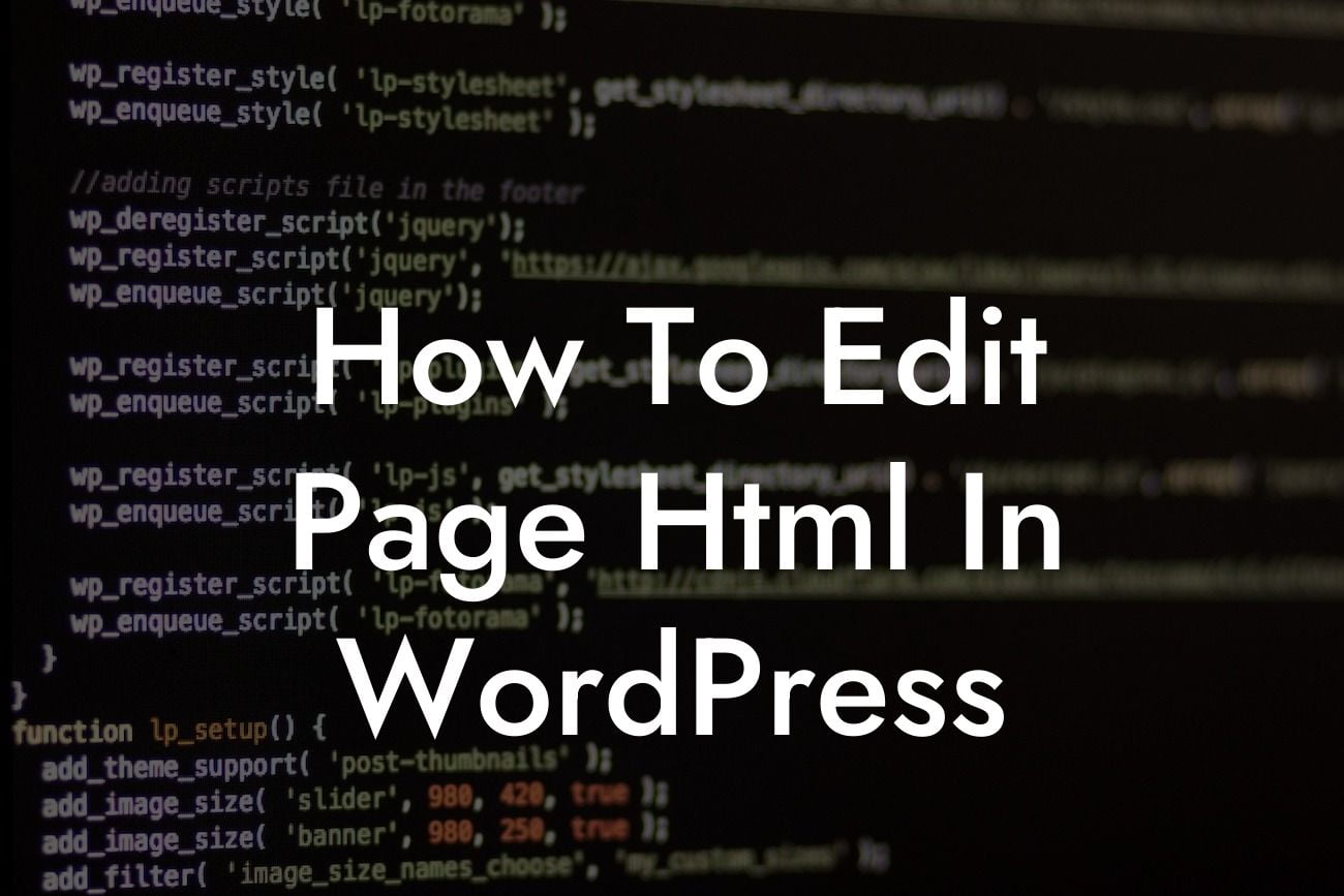 How To Edit Page Html In WordPress