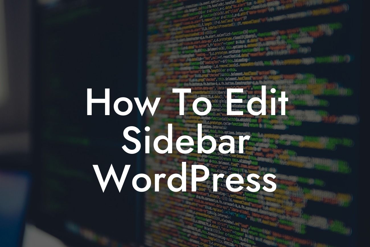 How To Edit Sidebar WordPress
