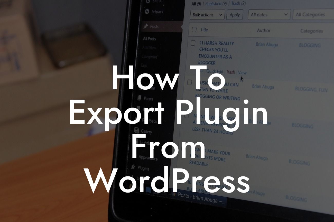 How To Export Plugin From WordPress